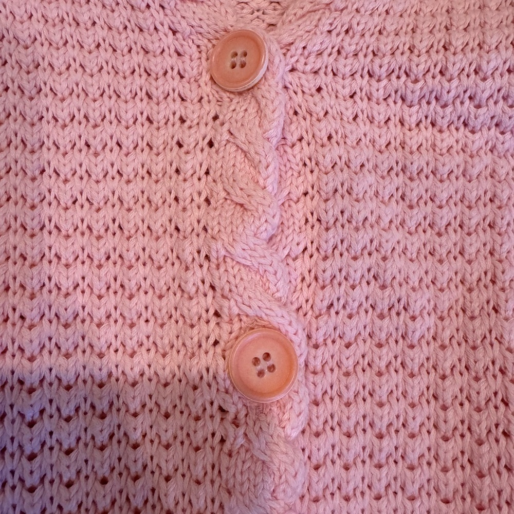 27 Miles Malibu Revolve Pink Cotton Open Cable Knit  Maiken Sweater Size XS - Picture 5 of 9